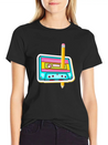 80's Cassette Tape 1990s Pencil Winding Cassette Casual Graphic T-Shirt – Simple And Comfortable Daily Wear