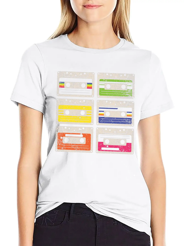 80's Cassette Tape 1990s Pencil Winding Cassette Comfortable Minimalist Graphic Tee – Summer Style Essential