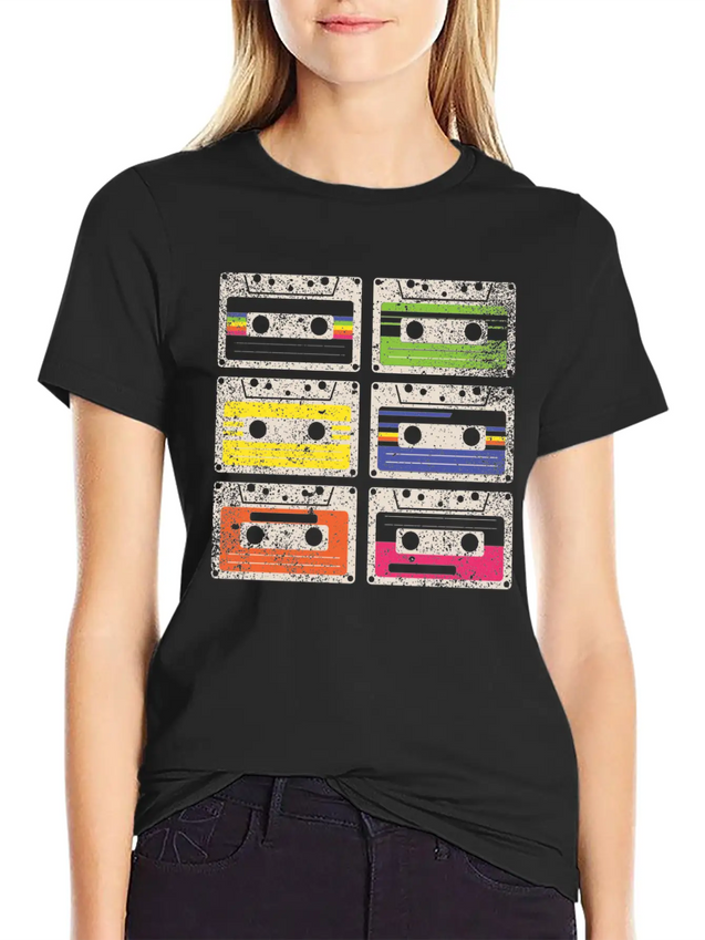 80's Cassette Tape 1990s Pencil Winding Cassette Comfortable Minimalist Graphic Tee – Summer Style Essential