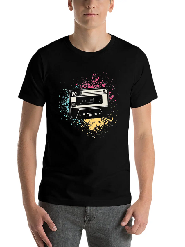 80's Cassette Tape 1990s Pencil Winding Cassette Simple Everyday Graphic Tee – Lightweight Summer Wear