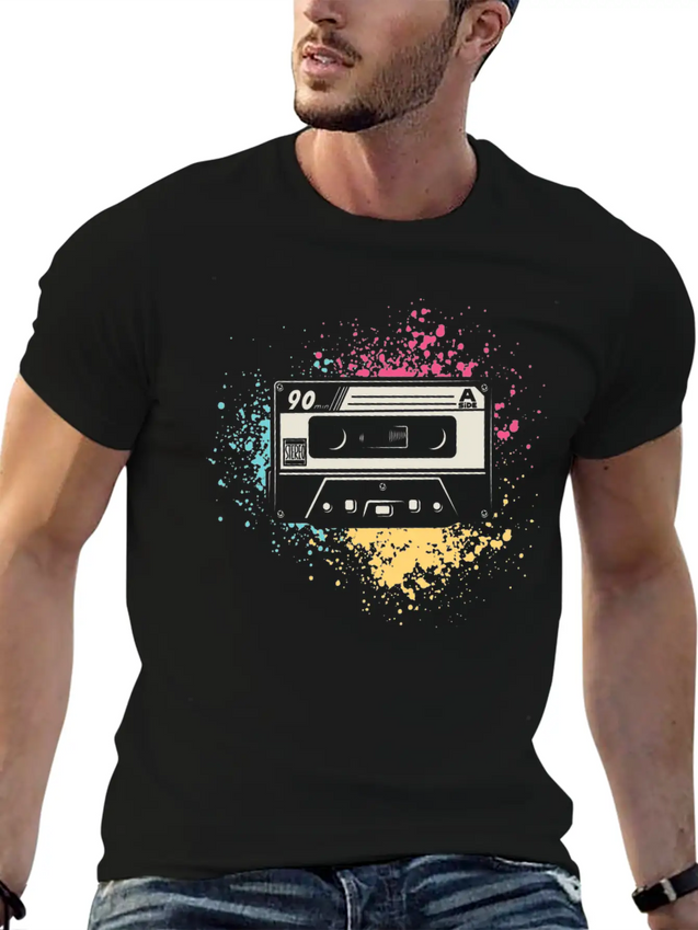 80's Cassette Tape 1990s Pencil Winding Cassette Simple Everyday Graphic Tee – Lightweight Summer Wear