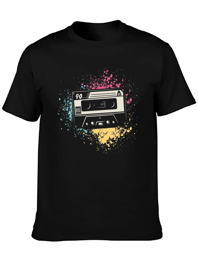 80's Cassette Tape 1990s Pencil Winding Cassette Simple Everyday Graphic Tee – Lightweight Summer Wear
