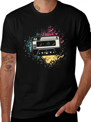 80's Cassette Tape 1990s Pencil Winding Cassette Simple Everyday Graphic Tee – Lightweight Summer Wear
