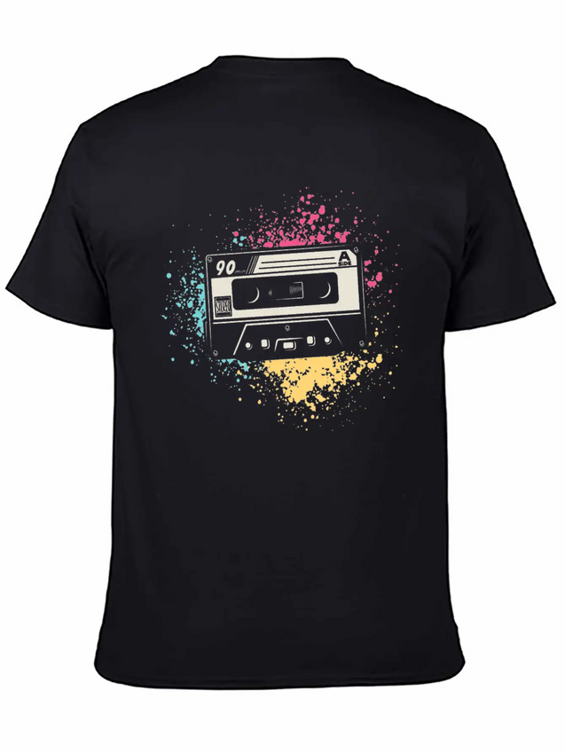 80's Cassette Tape 1990s Pencil Winding Cassette Simple Everyday Graphic Tee – Lightweight Summer Wear