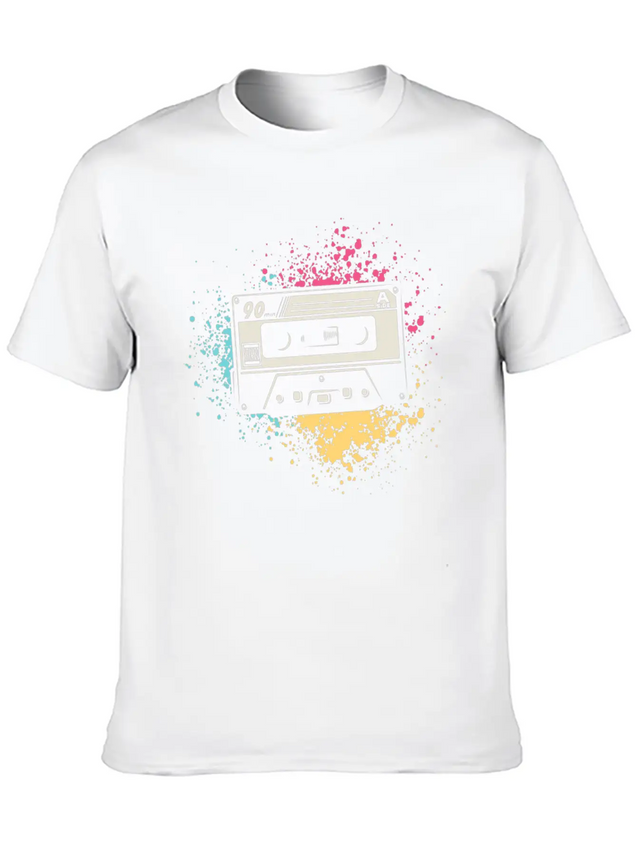 80's Cassette Tape 1990s Pencil Winding Cassette Simple Everyday Graphic Tee – Lightweight Summer Wear