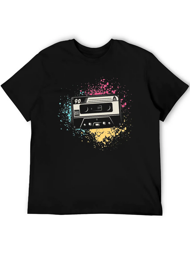 80's Cassette Tape 1990s Pencil Winding Cassette Simple Everyday Graphic Tee – Lightweight Summer Wear