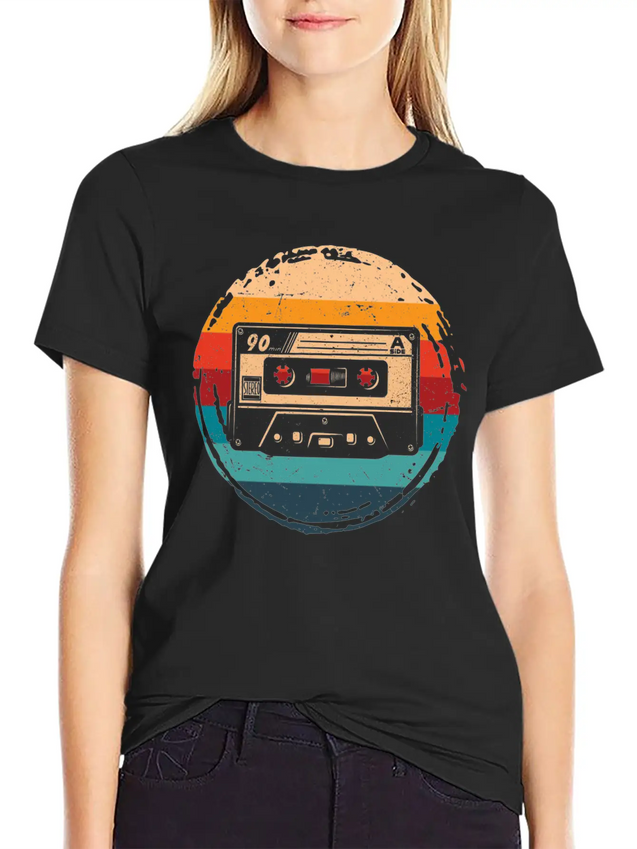 80's Cassette Tape 1990s Pencil Winding Cassette Unisex Casual T-Shirt – Clean Design For Daily Comfort
