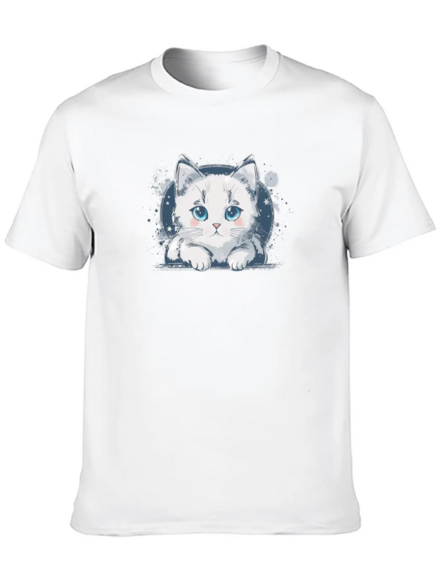 A Cute Cat Vector Comfortable Minimalist Graphic Tee – Summer Style Essential