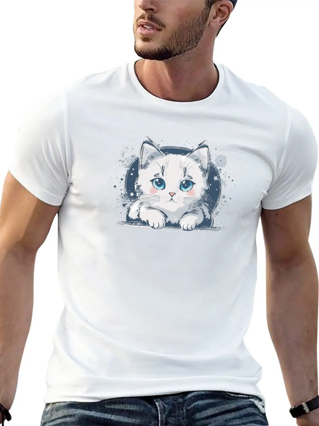 A Cute Cat Vector Comfortable Minimalist Graphic Tee – Summer Style Essential