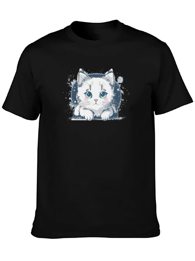 A Cute Cat Vector Comfortable Minimalist Graphic Tee – Summer Style Essential