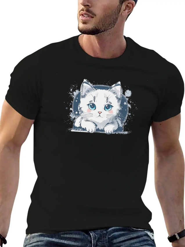 A Cute Cat Vector Comfortable Minimalist Graphic Tee – Summer Style Essential
