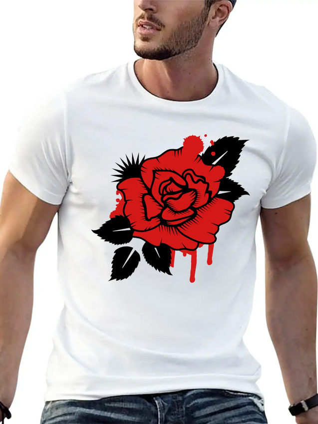A Graffiti Rose Modern Fit Casual T-Shirt – Clean And Versatile Design
