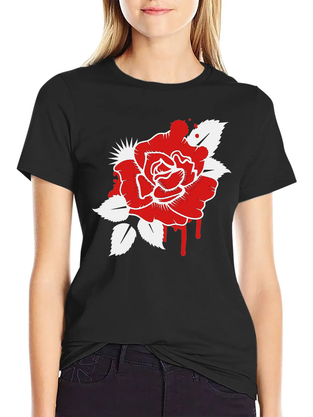 A Graffiti Rose Simple Everyday Graphic Tee – Lightweight Summer Wear