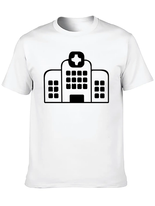 A Large Hospital Building Modern Fit Casual T-Shirt – Clean And Versatile Design