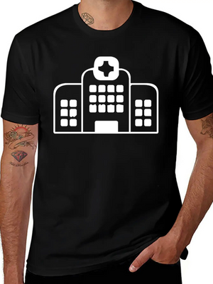 A Large Hospital Building Modern Fit Casual T-Shirt – Clean And Versatile Design