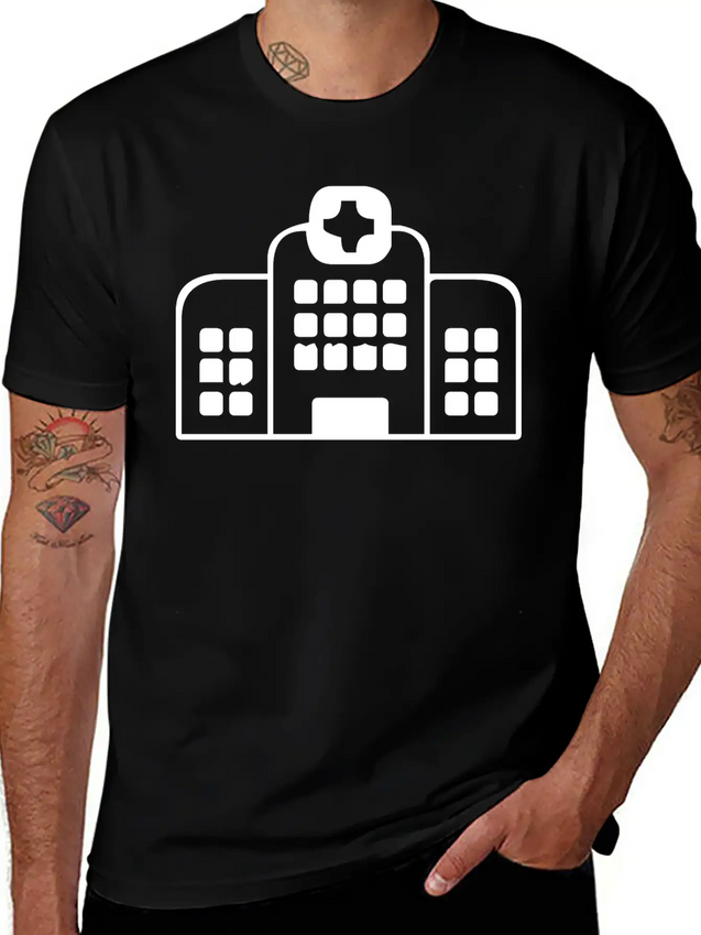 A Large Hospital Building Modern Fit Casual T-Shirt – Clean And Versatile Design