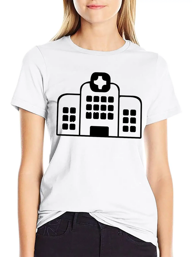A Large Hospital Building Modern Fit Casual T-Shirt – Clean And Versatile Design