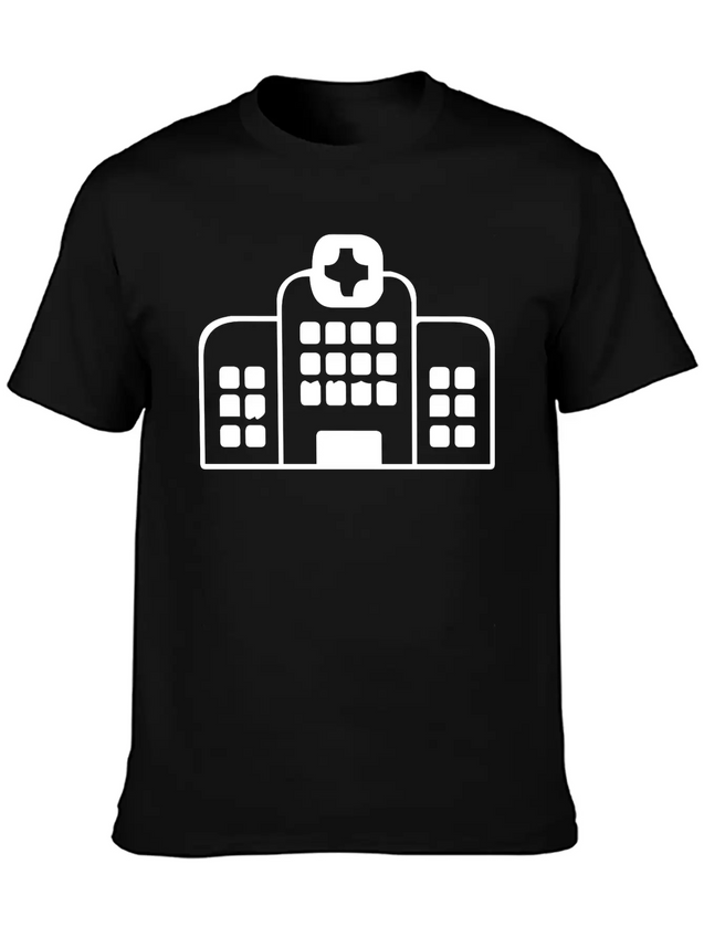 A Large Hospital Building Modern Fit Casual T-Shirt – Clean And Versatile Design