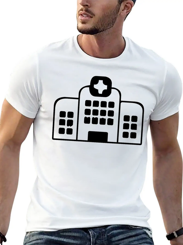 A Large Hospital Building Modern Fit Casual T-Shirt – Clean And Versatile Design