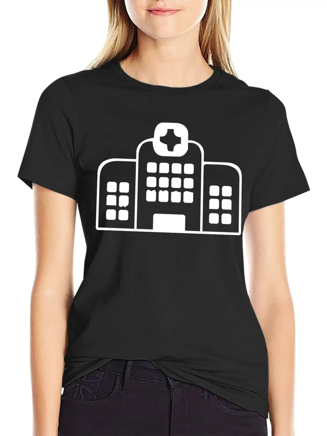 A Large Hospital Building Modern Fit Casual T-Shirt – Clean And Versatile Design