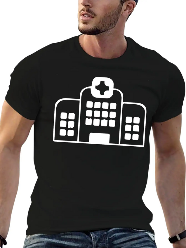 A Large Hospital Building Modern Fit Casual T-Shirt – Clean And Versatile Design