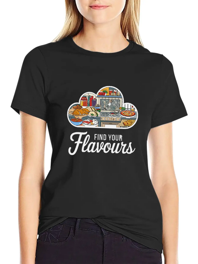 A Logo With The Text Flavours In A Modern T Shirt Breathable Soft Cotton T-Shirt – Timeless Casual Look