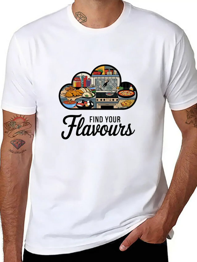A Logo With The Text Flavours In A Modern T Shirt Breathable Soft Cotton T-Shirt – Timeless Casual Look