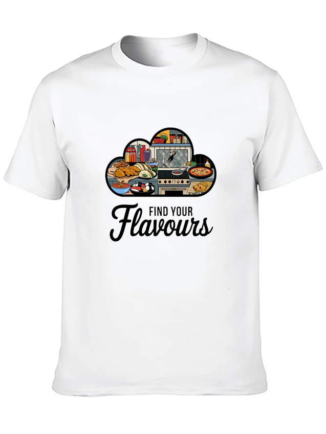 A Logo With The Text Flavours In A Modern T Shirt Breathable Soft Cotton T-Shirt – Timeless Casual Look