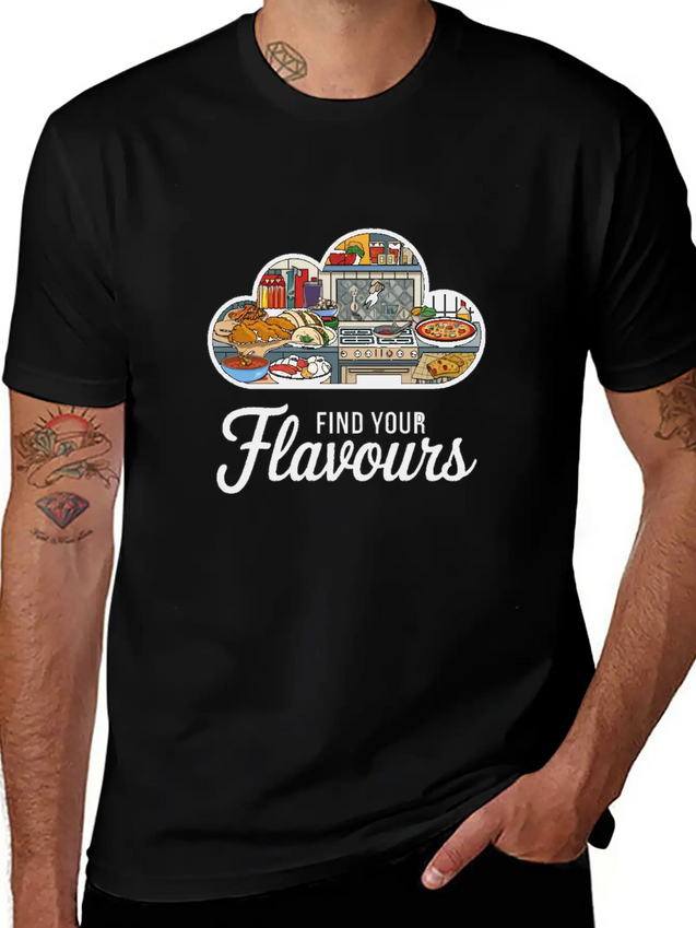 A Logo With The Text Flavours In A Modern T Shirt Breathable Soft Cotton T-Shirt – Timeless Casual Look