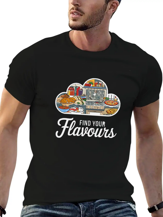 A Logo With The Text Flavours In A Modern T Shirt Breathable Soft Cotton T-Shirt – Timeless Casual Look