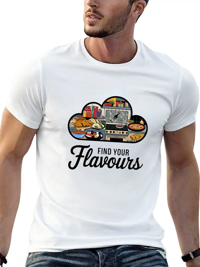 A Logo With The Text Flavours In A Modern T Shirt Breathable Soft Cotton T-Shirt – Timeless Casual Look