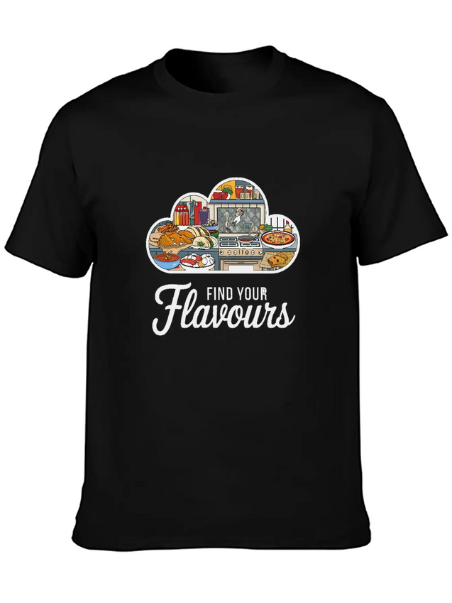 A Logo With The Text Flavours In A Modern T Shirt Breathable Soft Cotton T-Shirt – Timeless Casual Look