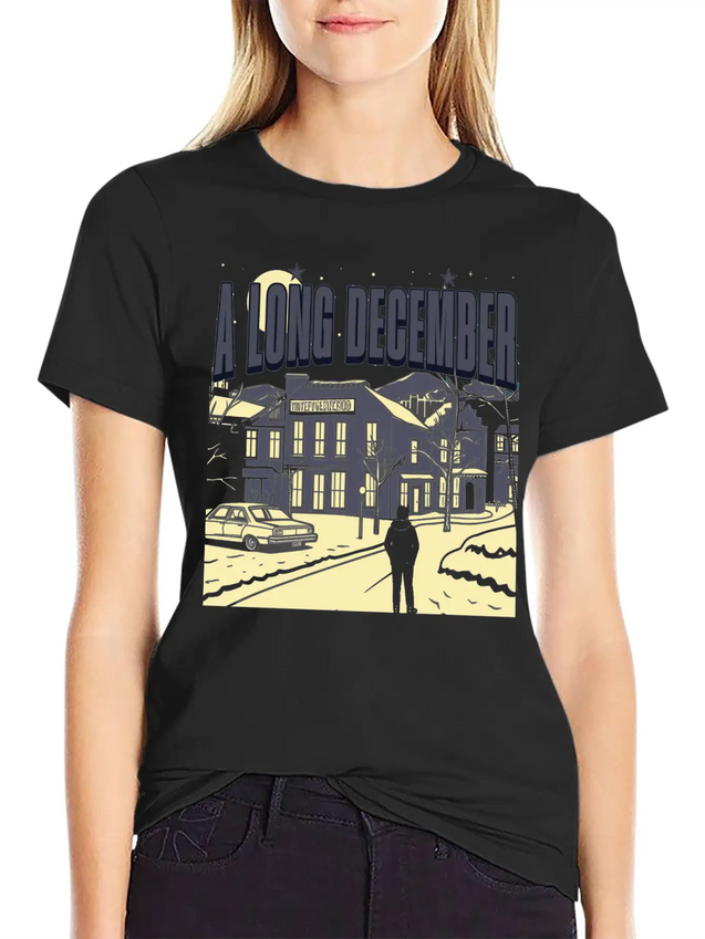 A Long December Lyrics Tribute - 90s Music Nostalg Comfortable Minimalist Graphic Tee – Summer Style Essential