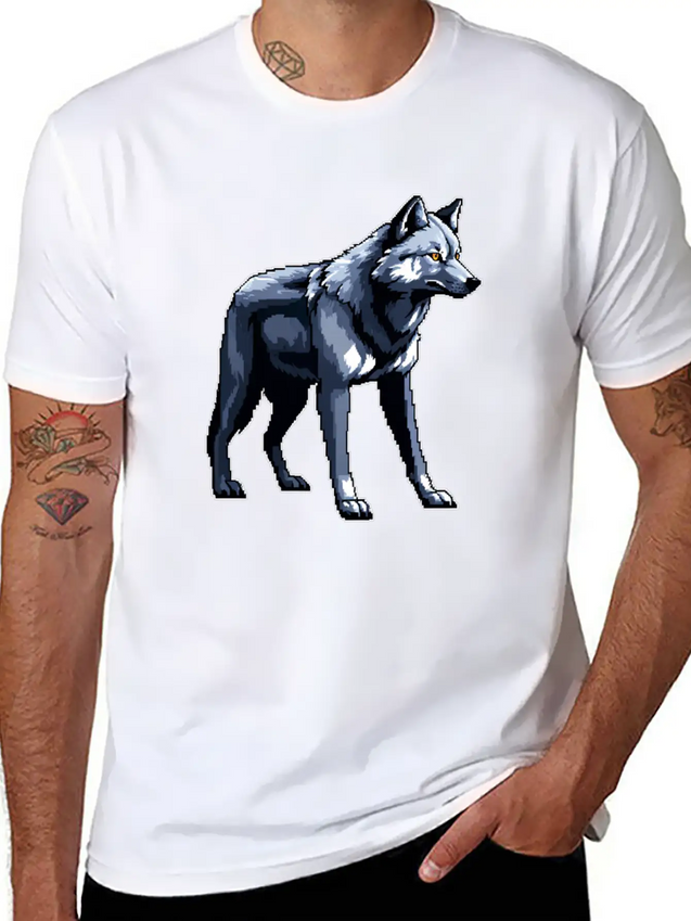 A Pixel Art Of A Wolf Simple Everyday Graphic Tee – Lightweight Summer Wear