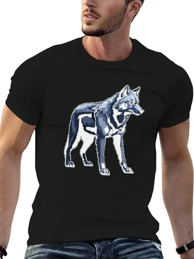 A Pixel Art Of A Wolf Simple Everyday Graphic Tee – Lightweight Summer Wear