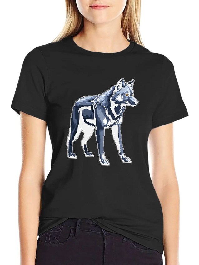 A Pixel Art Of A Wolf Simple Everyday Graphic Tee – Lightweight Summer Wear