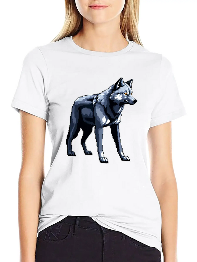 A Pixel Art Of A Wolf Simple Everyday Graphic Tee – Lightweight Summer Wear