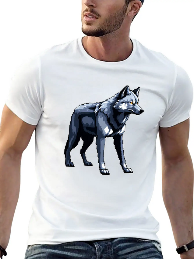 A Pixel Art Of A Wolf Simple Everyday Graphic Tee – Lightweight Summer Wear