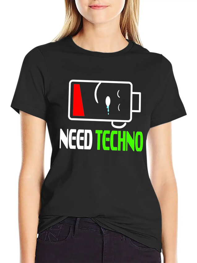 A Techno Tee For Music Lovers Saying "Need Techno Comfortable Minimalist Graphic Tee – Summer Style Essential