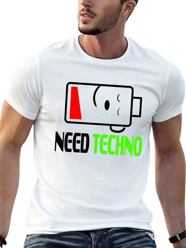 A Techno Tee For Music Lovers Saying "Need Techno Comfortable Minimalist Graphic Tee – Summer Style Essential