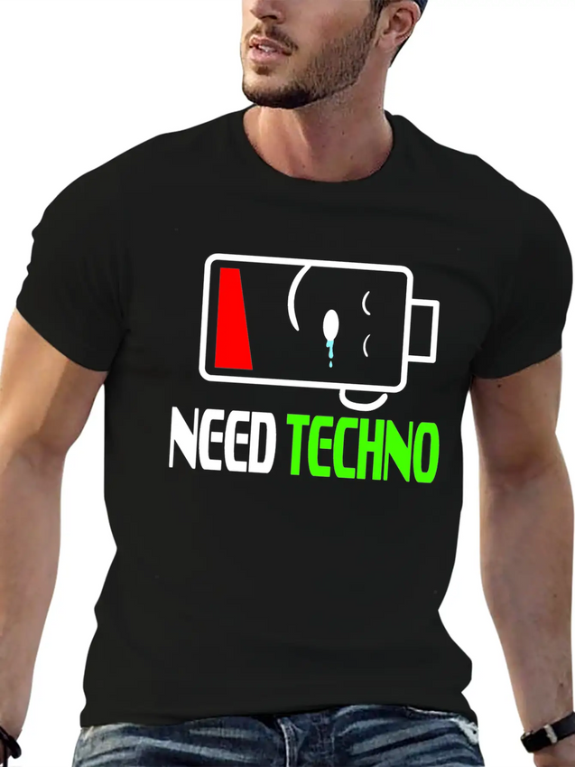 A Techno Tee For Music Lovers Saying "Need Techno Comfortable Minimalist Graphic Tee – Summer Style Essential
