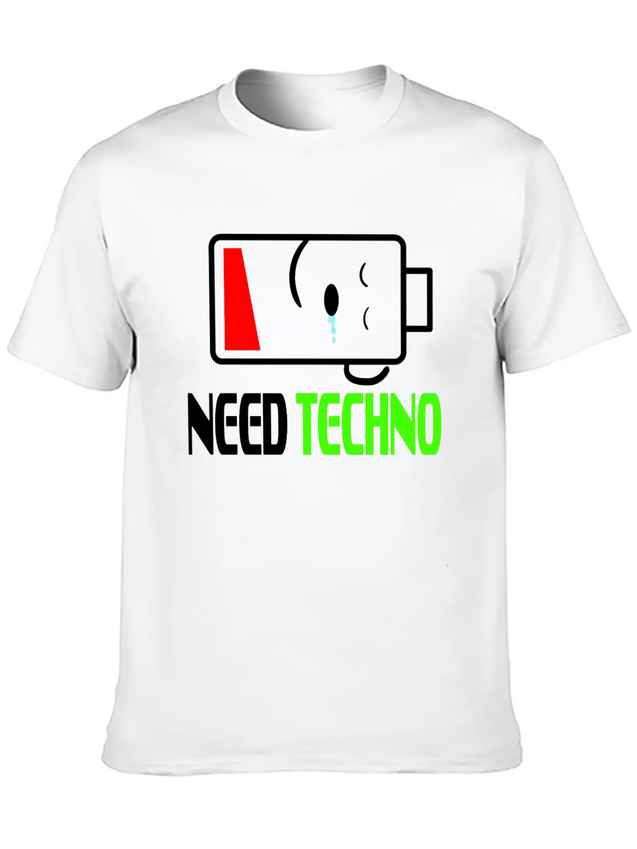 A Techno Tee For Music Lovers Saying "Need Techno Comfortable Minimalist Graphic Tee – Summer Style Essential