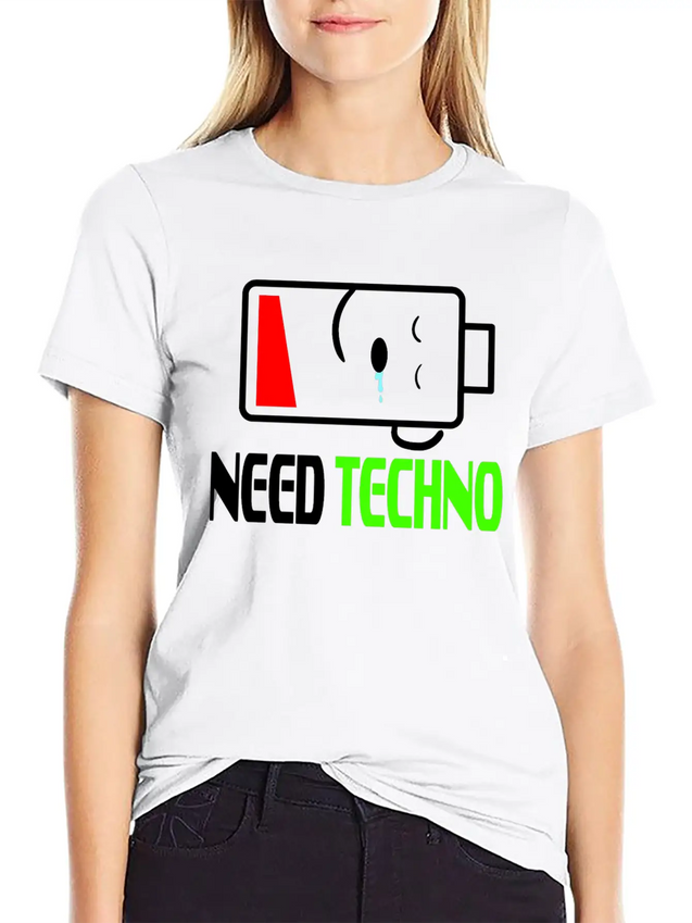 A Techno Tee For Music Lovers Saying "Need Techno Comfortable Minimalist Graphic Tee – Summer Style Essential