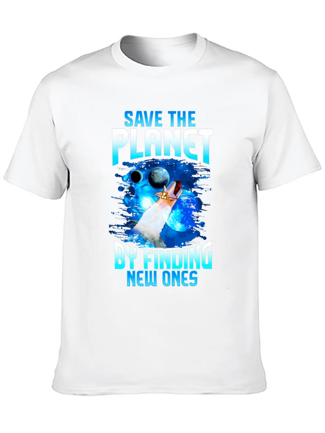 Astronaut Planets Space Earth Day Save The Planet Casual Graphic T-Shirt – Simple And Comfortable Daily Wear