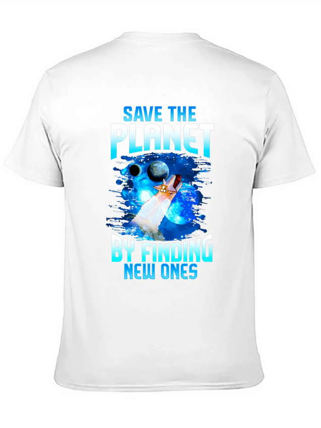 Astronaut Planets Space Earth Day Save The Planet Casual Graphic T-Shirt – Simple And Comfortable Daily Wear