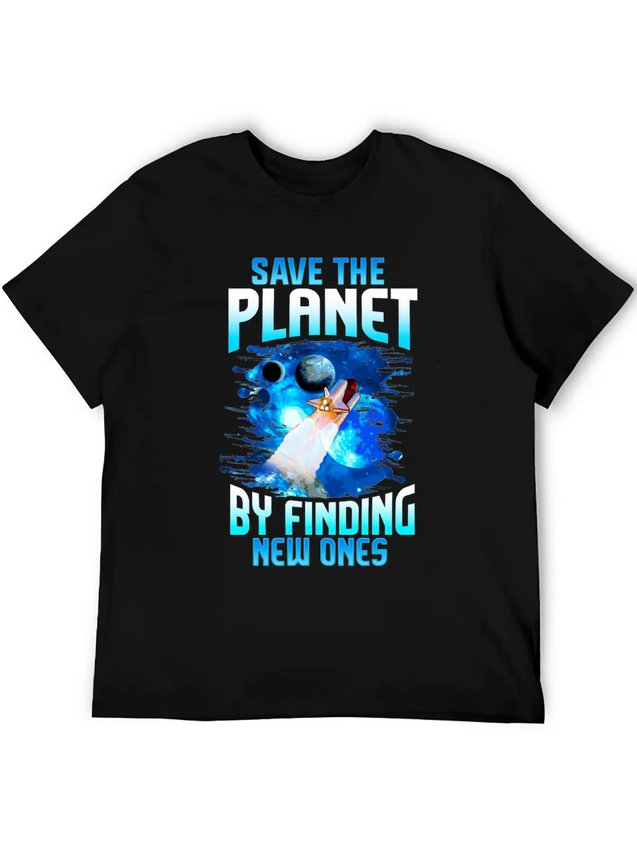 Astronaut Planets Space Earth Day Save The Planet Casual Graphic T-Shirt – Simple And Comfortable Daily Wear