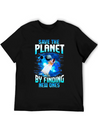 Astronaut Planets Space Earth Day Save The Planet Casual Graphic T-Shirt – Simple And Comfortable Daily Wear