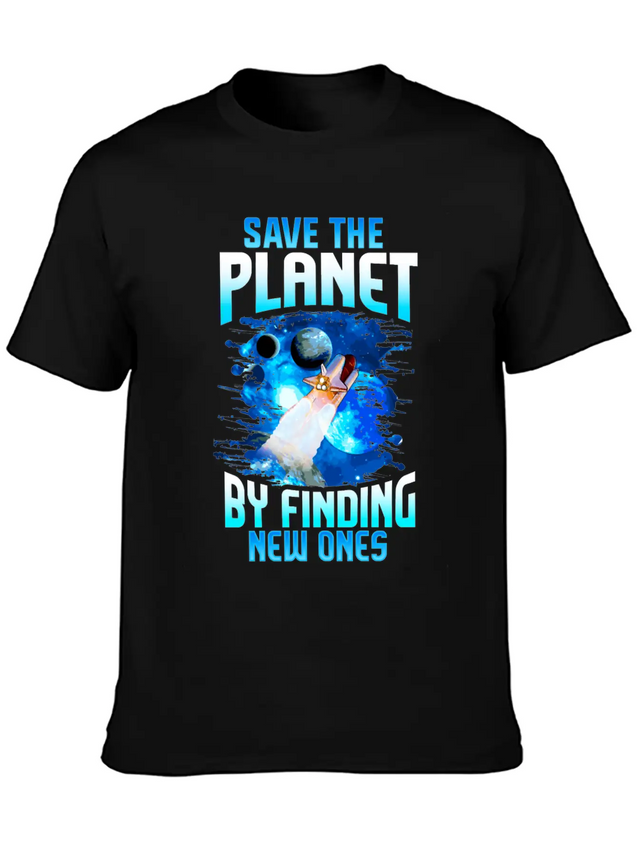 Astronaut Planets Space Earth Day Save The Planet Casual Graphic T-Shirt – Simple And Comfortable Daily Wear