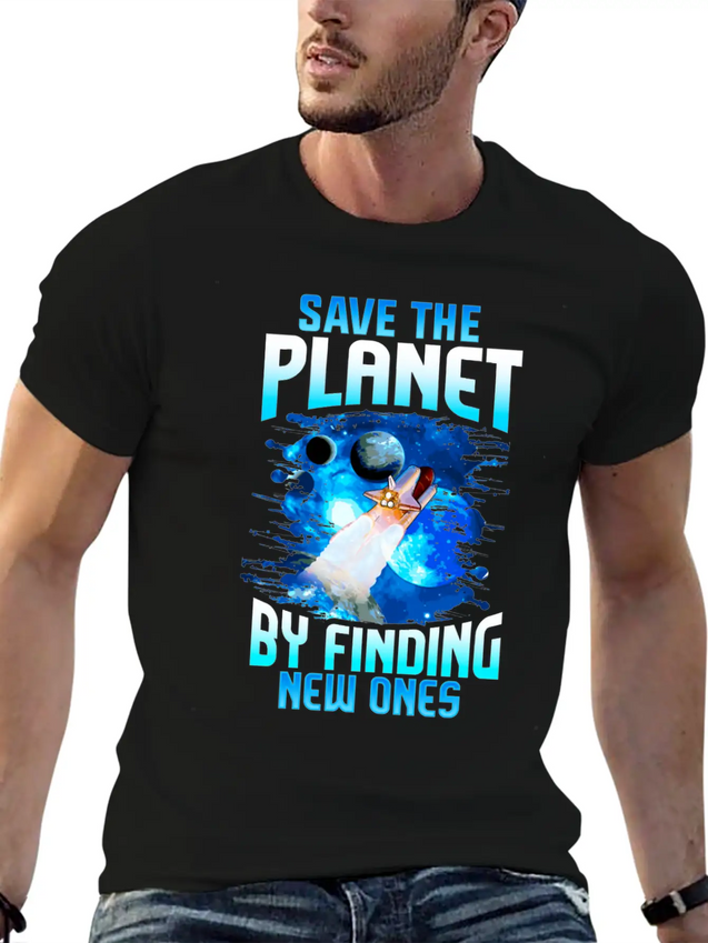 Astronaut Planets Space Earth Day Save The Planet Casual Graphic T-Shirt – Simple And Comfortable Daily Wear