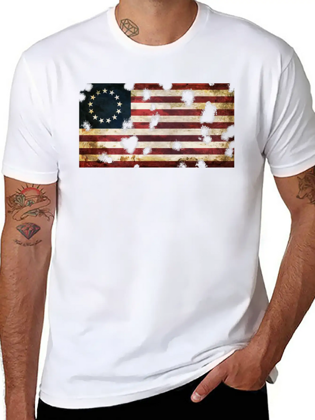Betsy Ross Flag Casual Graphic T-Shirt – Simple And Comfortable Daily Wear